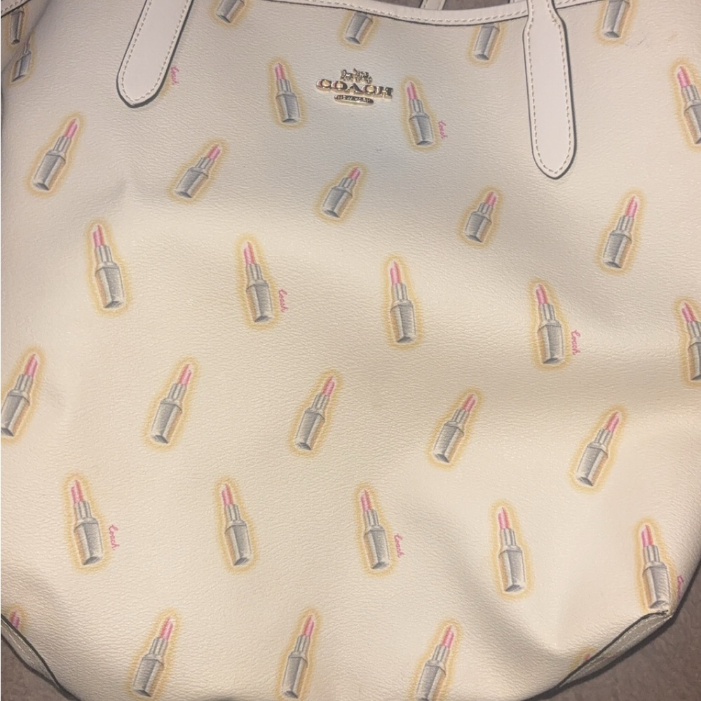 Coach Ivory Lipstick Pattern Tote